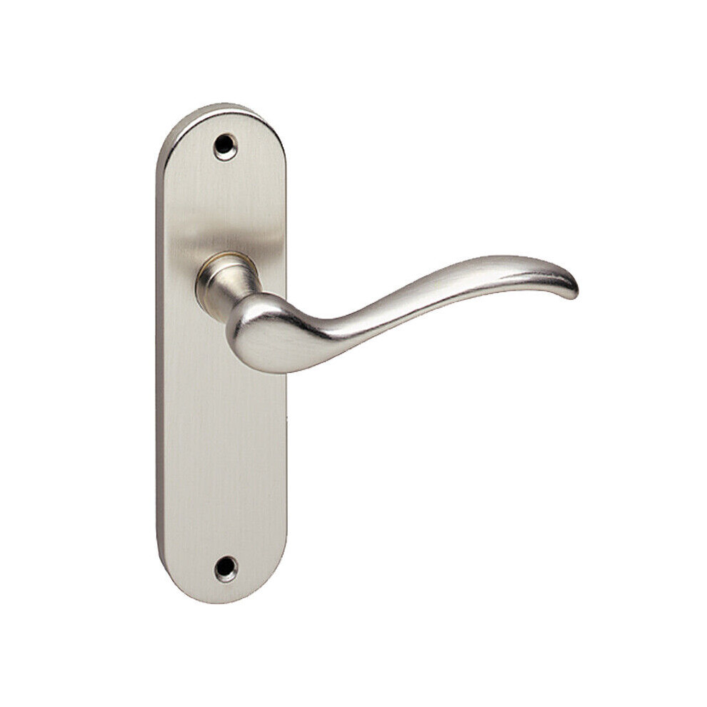 (Satin Nickel Plain) Metal Lever Latch Door Handles Set Round Rose