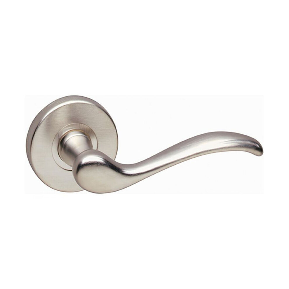 (Satin Nickel Rose) Metal Lever Latch Door Handles Set Round Rose