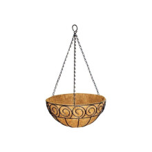 Basket 35.56 cm Hanging Scrolled Design Plastic Coated Steel Black Garden Pride