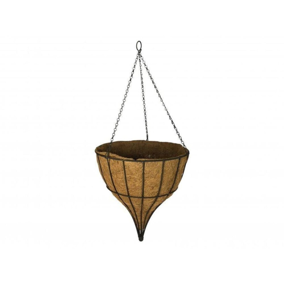 Garden Pride Basket 36 Cm Hanging Gothic Cone Plastic Coated Steel Black