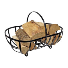 Log Holder 42 cm Basket Durable Plastic Coated Steel Black Garden Pride