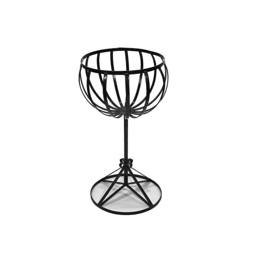 Basket Stand 84 cm Tall Cauldron Planter Plastic Coated Solid Steel Black Garden Pride