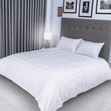 FLAX LINEN Duvet Covers Set White Classic Hotel Collection(Super King)