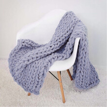 (100cm L x 120cm W) Grey Hand-Woven Throw Cozy Chenille Blanket for Couch and Bed