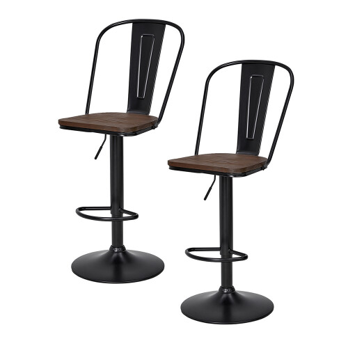 Living And Home 2Pcs Kitchen Adjustable Bar Stools Dining Chairs 2