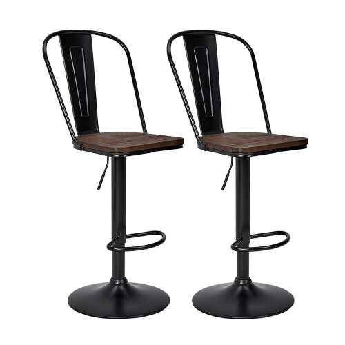 Living And Home 2Pcs Kitchen Adjustable Bar Stools Dining Chairs 1