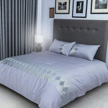 Flax Linen Celia Design Duvet Cover Set Silver ( King )