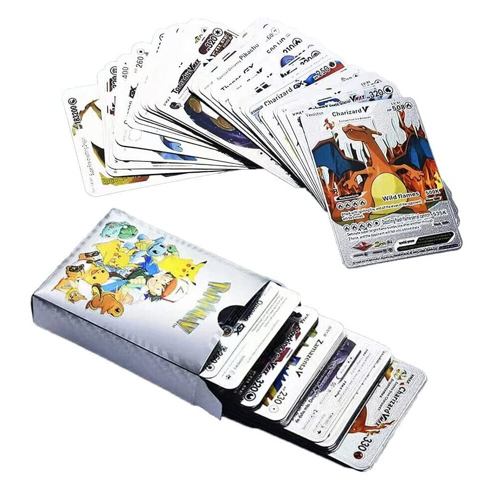 (55PCS Silver) PokÃ©mon Trading Card Game Collectible Trading Cards Christmas Gifts Toys