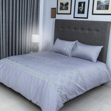 FLAX LINEN Organic Duvet Covers Set Grey, Classic Silver Collection