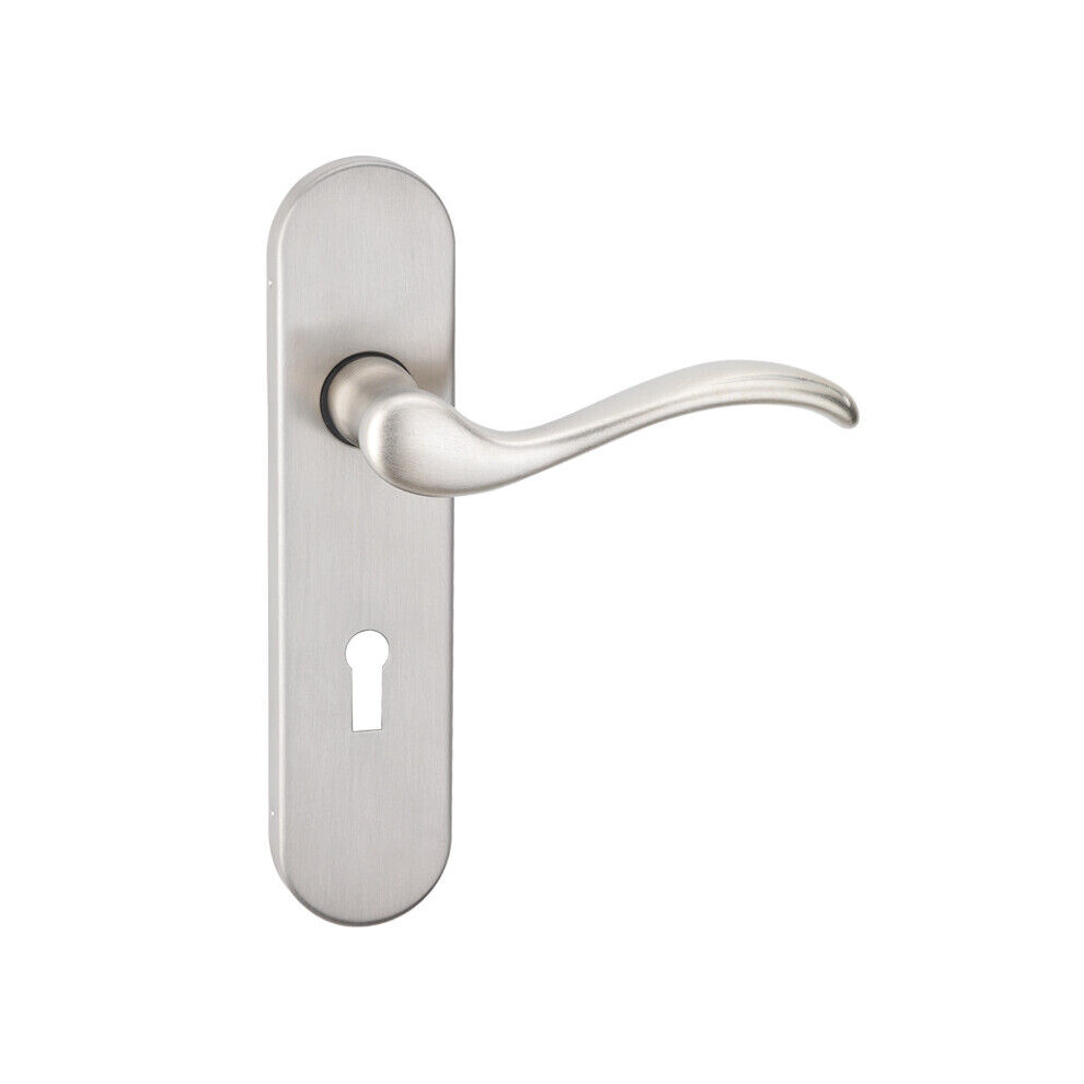 (Satin Nickel Keyhole) Concealed Metal Lever Latch Door Handle Set