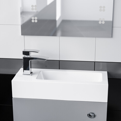 NES Home Milan 500mm x 200mm White Gloss Resin Basin 2