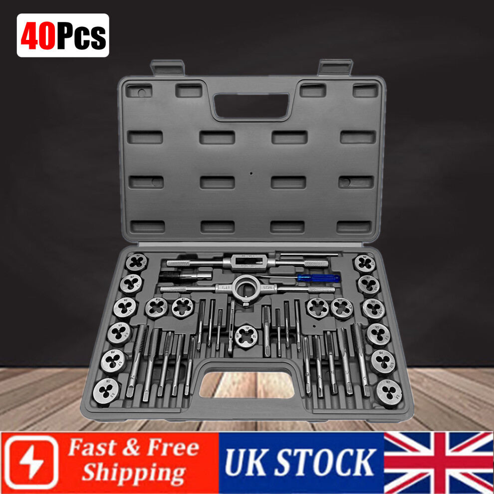 40Pc Professional Heavy Duty Metric Tap Die Set M3-M12 Nut Bolt Screw 785781598884