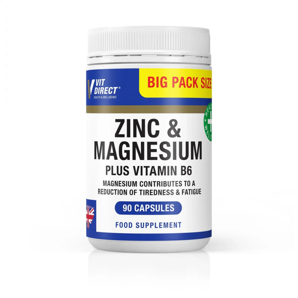 Zinc & Magnesium Plus Vitamin B6 Vit Direct 90 Capsules