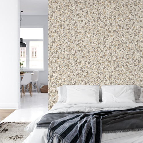 Fine Decor Fine Decor Terrazzo Beige Wallpaper Metallic Effect Textured 1