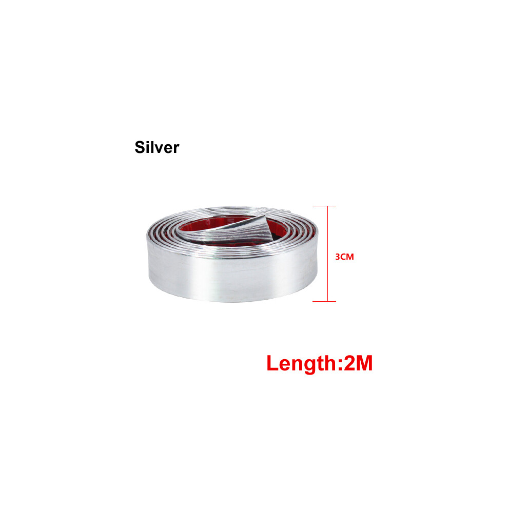 (30Mm ) Car Interior Decoration 2M Car Stickers Door Edge Guard Protector Carbon Silver 8360553032760