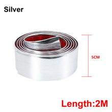 (50MM Silver) car interior decoration 2M Car Stickers Door Edge Guard Protector Carbon