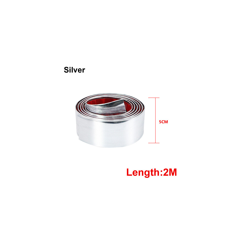(50Mm ) Car Interior Decoration 2M Car Stickers Door Edge Guard Protector Carbon Silver 8360553032753