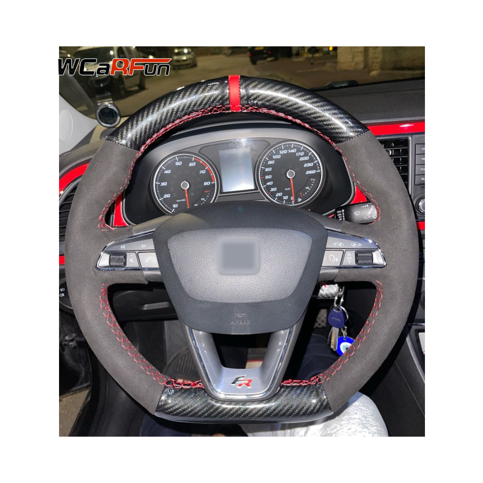 (style 01) Custom Leather Suede Car Steering Wheel Cover For Seat Leon Cupra R Leon ST Cupra Leon ST Cupra Ateca Cupra Ateca FR