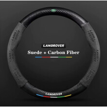 (Black) Car Suede Carbon Fiber Non-Slip Steering Wheel Cover For Land Rover Range Rover Sport Denfender Freelander Discovery 3 4 Evoque