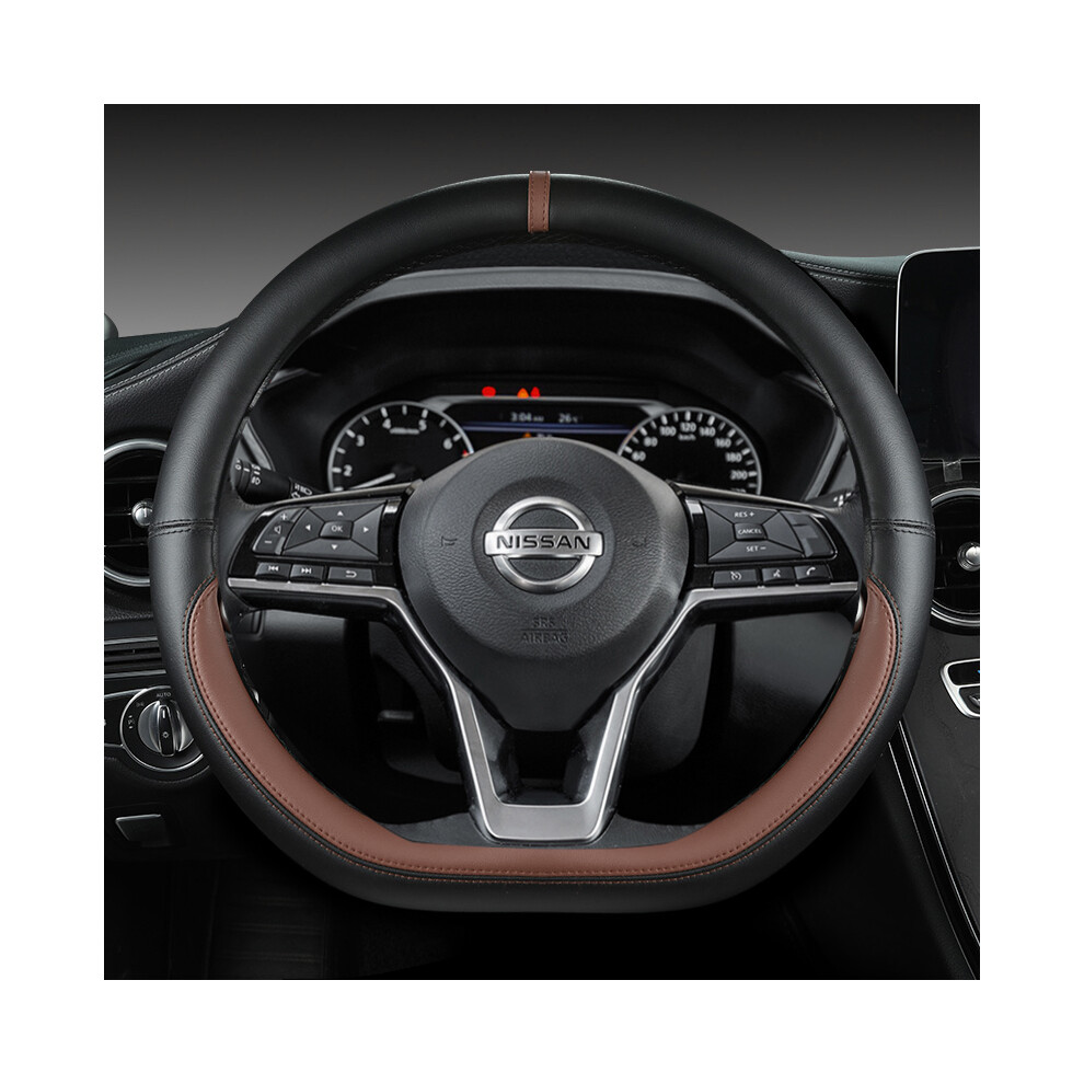 (Coffee) Car Steering Wheel Cover For Nissan X-Trail Qashqai March Serena Micra Kicks 2017-2019 Altima Teana 2019 Auto Accessories 8721142035300
