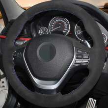 (Style 11) Customized Car Steering Wheel Cover Hand Sewing Black Suede Original Steering Wheel Braid For BMW F20 F21 F22 F23 F30 F31 F34