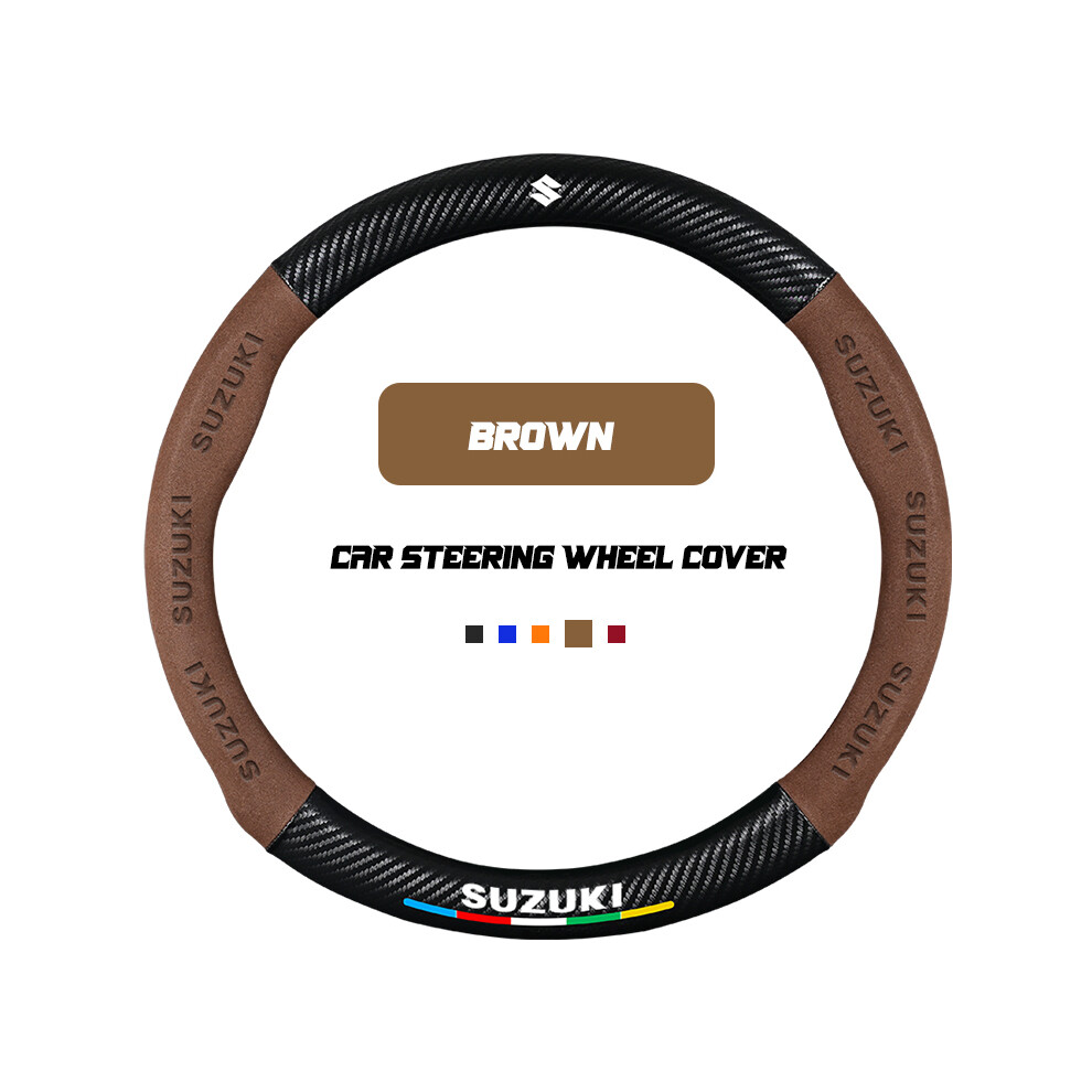 (O ) Car Steering Wheel Cover For Suzuki Swift Grand Sport Vitara Sx4 Ignis Baleno Jimny Samurai Alto Alivio Ciaz Celerio S-Cross Brown 8721142043572