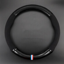 (a) Car Steering-wheels Cover 37 38cm 15" Genuine Leather Braid on the Steering Wheel Cover of Car universal Interior Accessories