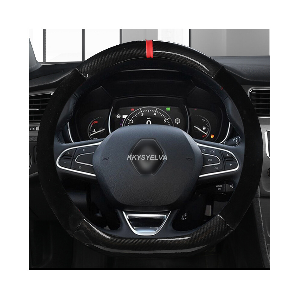 (A D SHAPE 38CM) Carbon Fiber Leather 37-38CM for Renault Clio 2 3 4 5 Car Steering Wheel Cover Leather Auto Accessories-image-OPC-PDYFJFJ-NEW