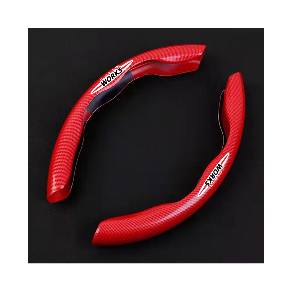 (-2) Car Steering Wheel Cover Suede Leather For Mini Coopers F54 F55 F56 F57 F60 R55 R60 R61 Jcw Car Steering Wheel Cover Red/Black 8721142038813