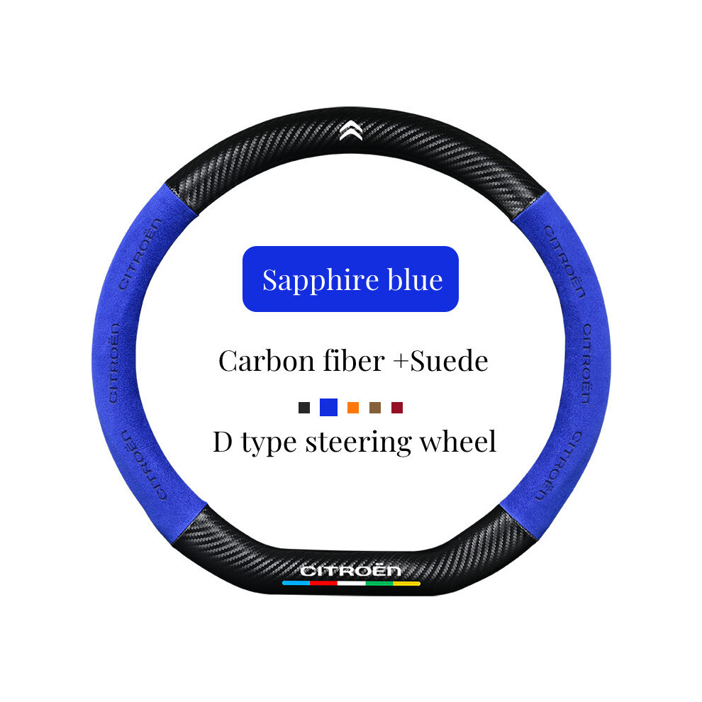 ( D) Suede+Carbon Fiber Non-Slip Steering Wheel Cover Citroen C1 C2 C3 Picasso C4l C3-Xr C4 C5 C6 Ds3 Ds4 Ds5 Ds5ls Car Accessories Blue 8721142047907