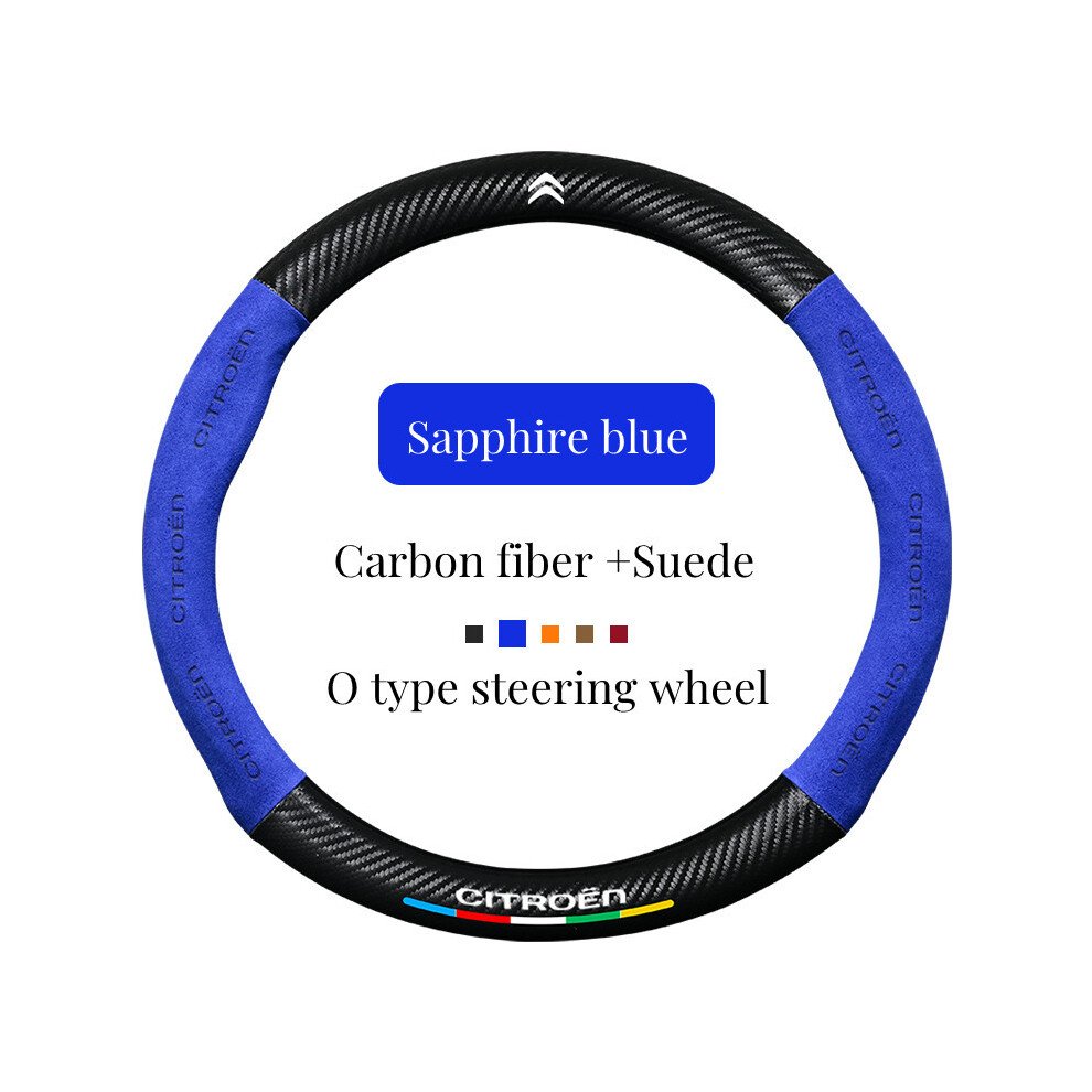( O) Suede+Carbon Fiber Non-Slip Steering Wheel Cover Citroen C1 C2 C3 Picasso C4l C3-Xr C4 C5 C6 Ds3 Ds4 Ds5 Ds5ls Car Accessories Blue 8721142047914