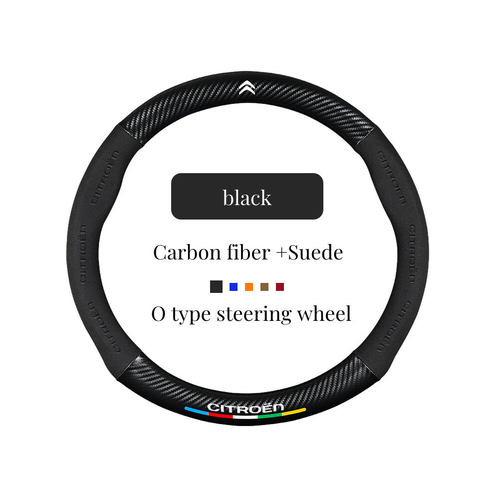 ( O) Suede+Carbon Fiber Non-Slip Steering Wheel Cover Citroen C1 C2 C3 Picasso C4l C3-Xr C4 C5 C6 Ds3 Ds4 Ds5 Ds5ls Car Accessories Black 8721142047891
