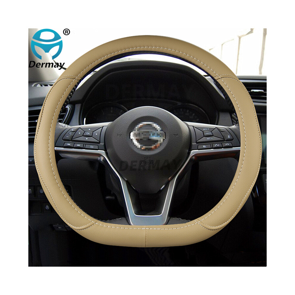 (Beige) D Shape Steering Wheel Cover Pu Leather For Nissan Rogue /Rogue Sport 2016 2017 2018 2019 2020 X-Trail 2017-2020 Car Styling Beige 8721142030497