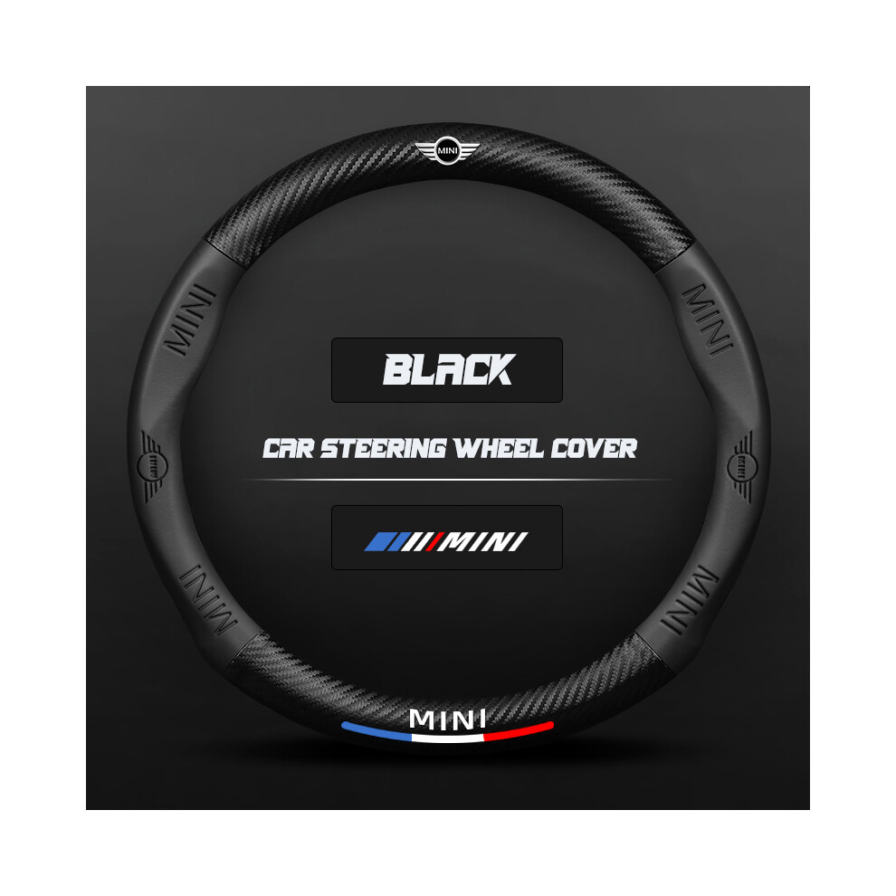 (O Black) Carbon Fiber Auto Steering Wheel Cover for Mini One JCW Countryman Cooper F55 F56 R60 Cabrio WORKS R59 38CM Car Accessories