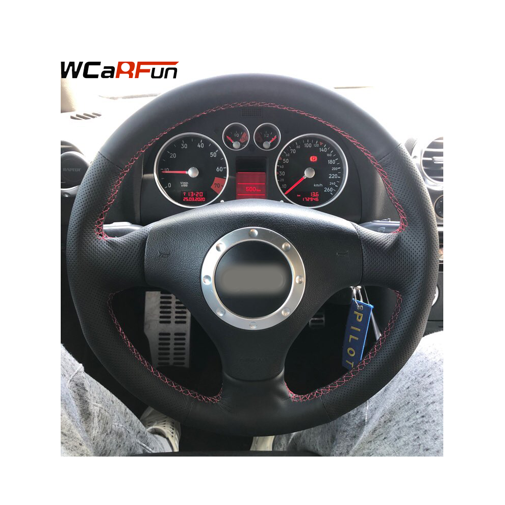 ( Thread) Leather Steering Wheel Cover For Audi A2 8Z A3 8L Sportback A4 B6 Avant A6 C5 A8 D2 Tt 8N S3 S4 Rs4 Rs6 Red/Black 8721142032279