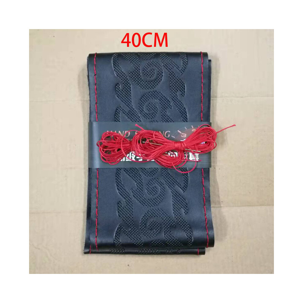 (40Cm R-Line) Hand Stitched Genuine Leather Car Steering Wheel Cover Braid On Steering-Wheel With Needles Thread 36 38 40Cm Size Black 8721142013742