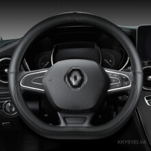 (BLACK  D SHAPE) PU Leather Car Steering Wheel Cover For Renault Captur Duster Megane 2/3 Clio Logan Laguna 2 Kadjar Scenic 2 Auto accessories