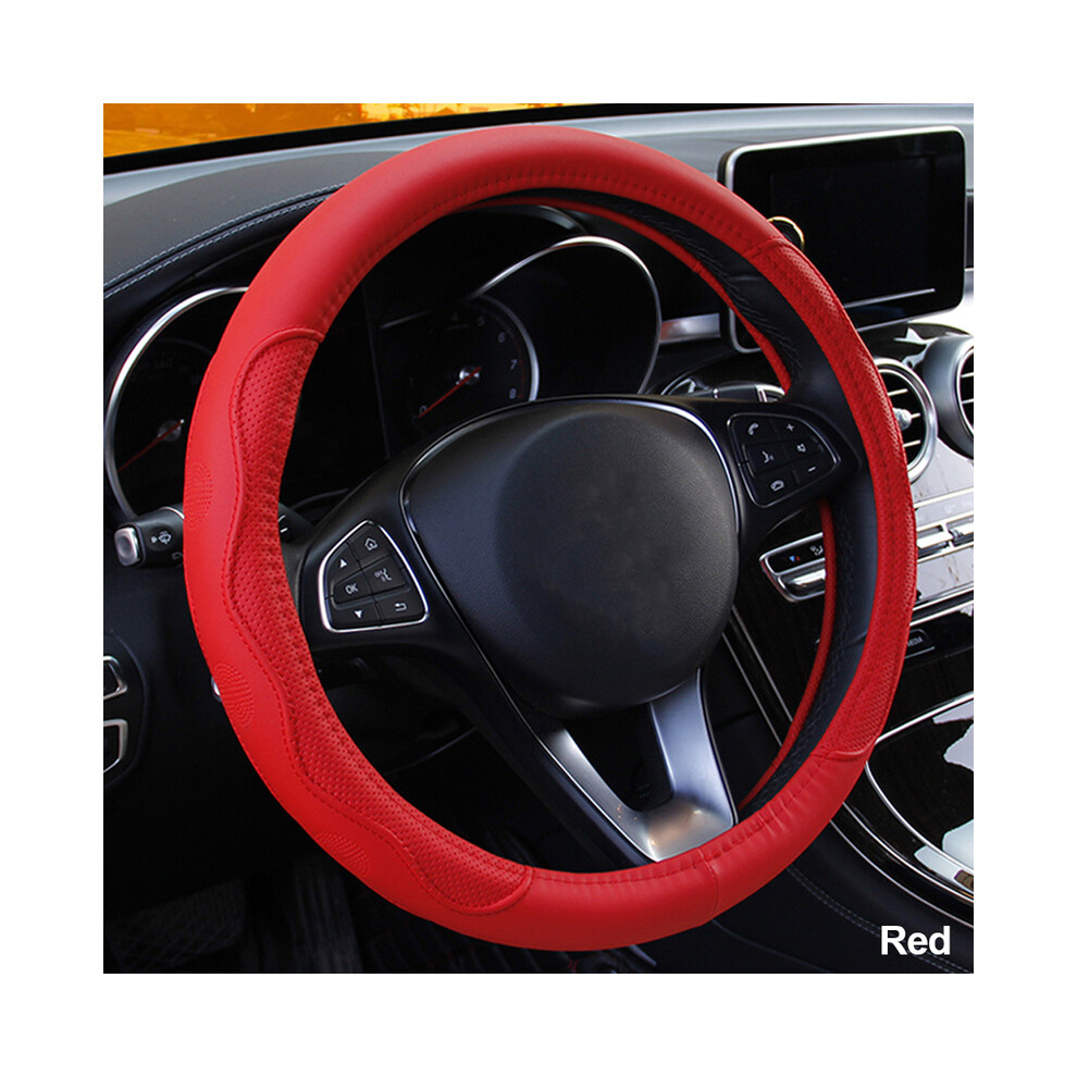 (Red) 10 Colors Car Steering Wheel Cover Universal Volant Braid on the Steering-wheel Fashion Non-slip Funda Volante Auto Car Styling-image-OPC-PDYFPFP-NEW