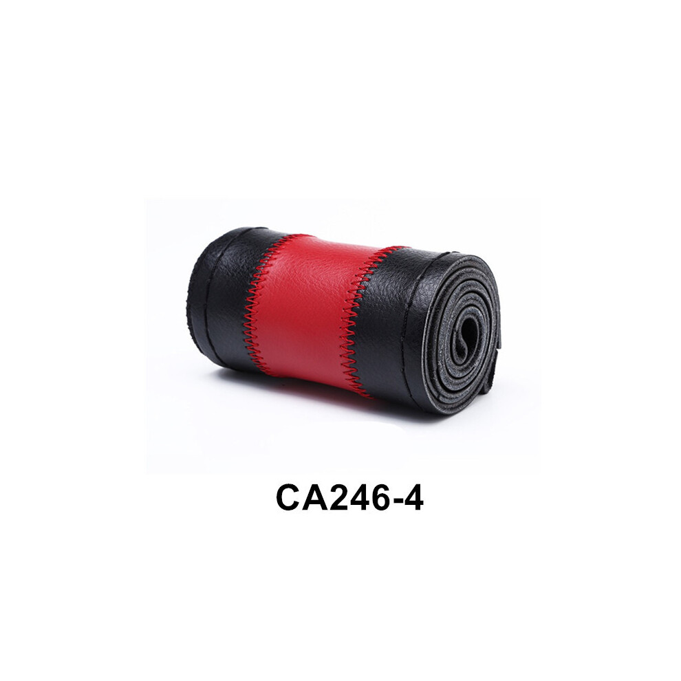 (Ca246-4) Car Leather Wheel Braid Thread Genuine Leather Fashionable Color Matching 38Cm Universal Leather Braiding Steering Wheel Cover 8721142000469