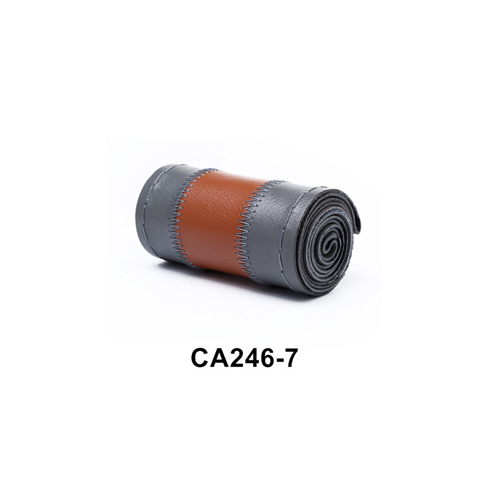 (Ca246-7) Car Leather Wheel Braid Thread Genuine Leather Fashionable Color Matching 38Cm Universal Leather Braiding Steering Wheel Cover 8721142000476