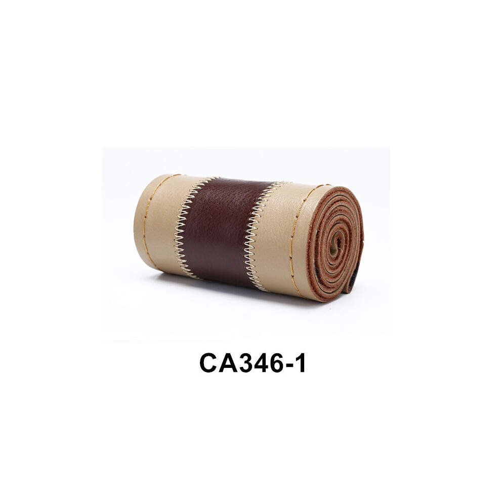 (Ca246-1) Car Leather Wheel Braid Thread Genuine Leather Fashionable Color Matching 38Cm Universal Leather Braiding Steering Wheel Cover 8721142000445