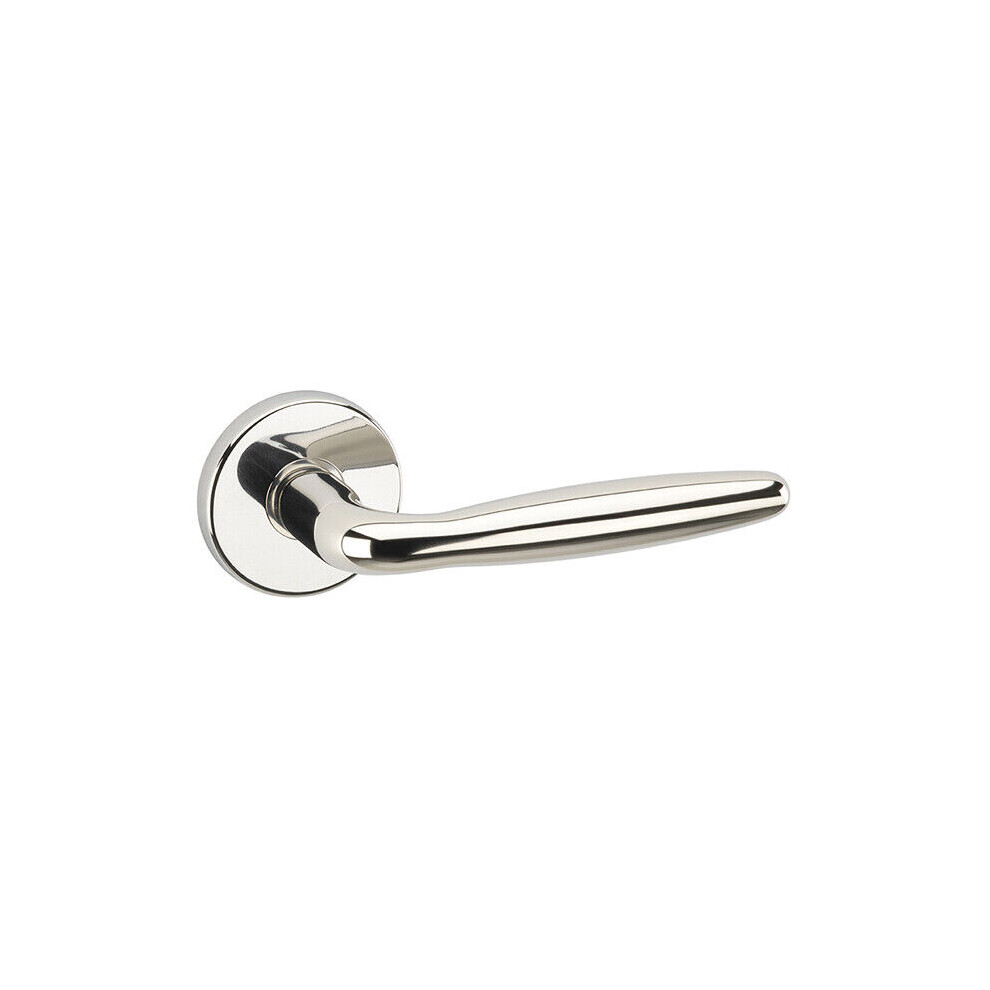 (Polished Nickel Rose) Metal Lever Latch Door Handles Set Round Rose