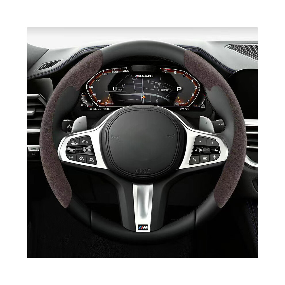 (Brown) Suede Car Steering Wheel Cover 38Cm 15Inch Fur Material Universal Steer Wheel Booster Cover Anti-Skid Accessories Brown 8721142003880