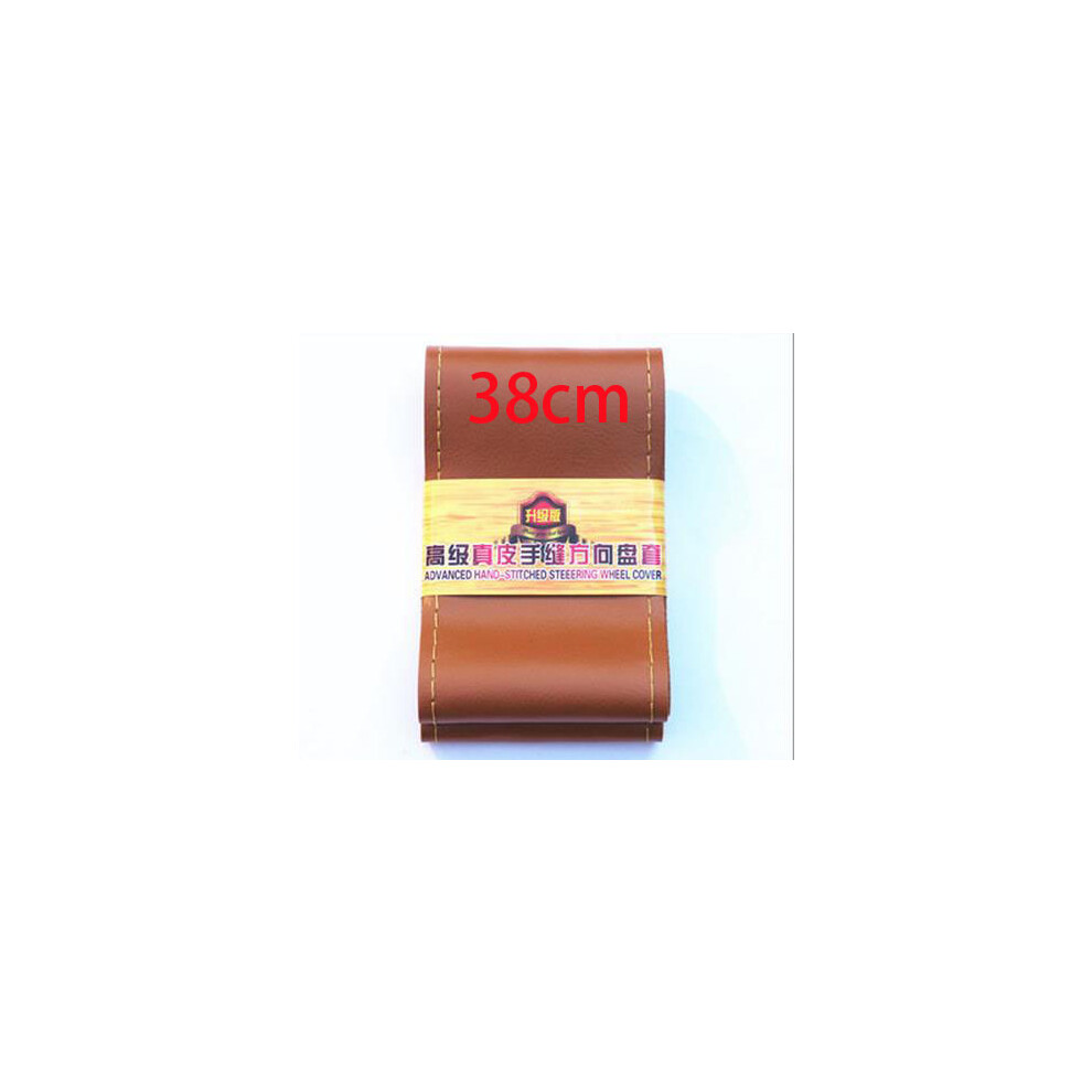 (38Cm ) Diy Durable Skidproof Car Steering Wheel Cover With Needles And Thread Genuine Leather Cowhide Steering Wheel Cover 36 38 40Cm Brown 8721142004023