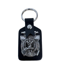 Crawford Clan Crest Pewter & Leather Keyring Key Fob