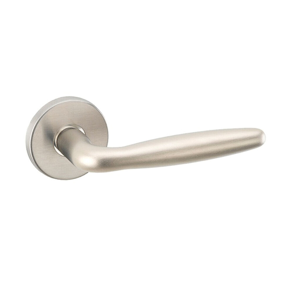 (Satin Nickel Rose) Metal Lever Latch Door Handles Set Round Rose