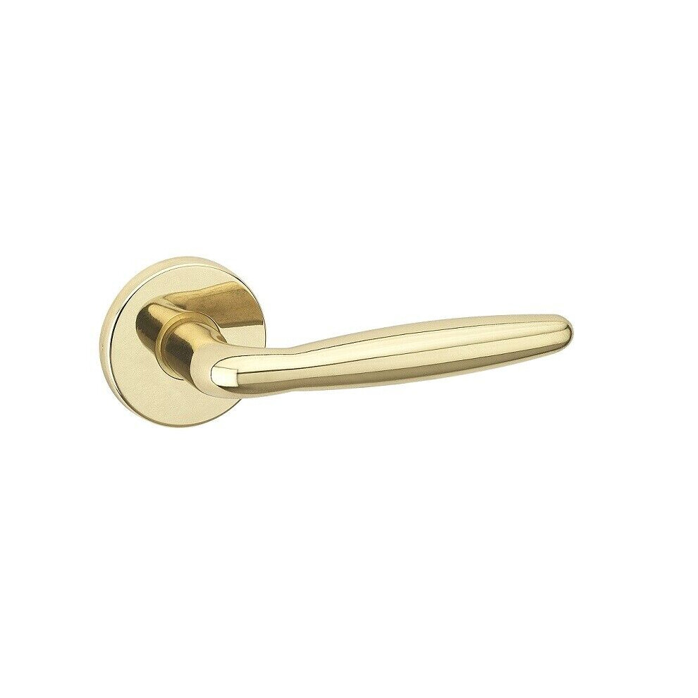 (Polished Brass Rose) Metal Lever Latch Door Handles Set Round Rose