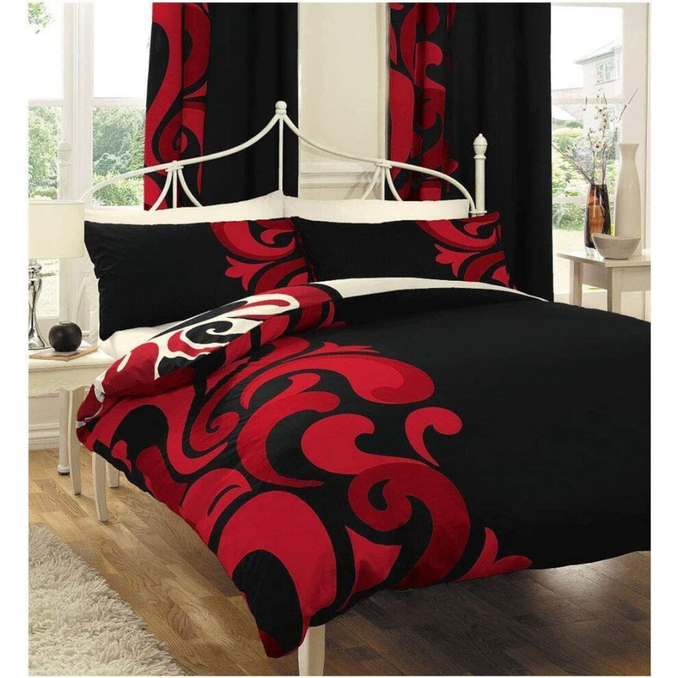 (King) Duvet Set Quilt Cover Black Red Bedding