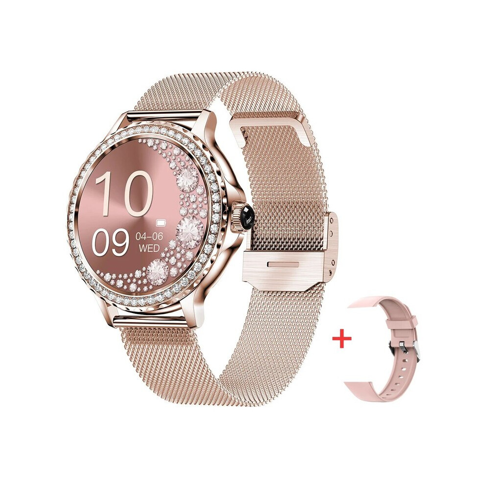 (Rosegold) Rosegold Smart Watch For Lady Bluetooth Call 100+Sports Mode Fitness Adult Smartwatch DIY Dials For IOS Android NX19