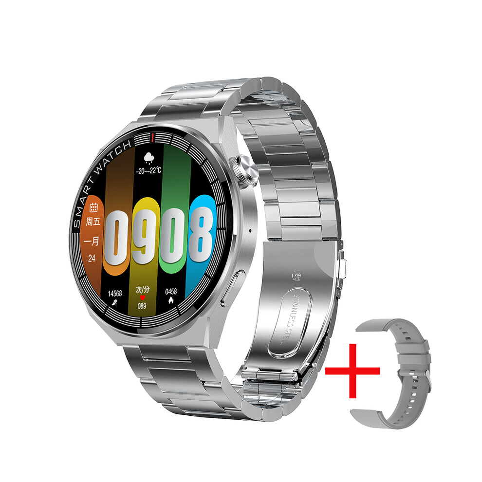 (silver steel) 2023 New Watch GT3 Pro Smart Watch Adult NFC Waterproof Sport Fitness Tracker Bluetooth Call Smartwatch Adult For HUAWEI Android IOS